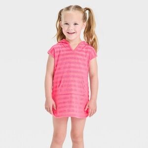 Terry Striped Printed Swim Cover-Up Dress